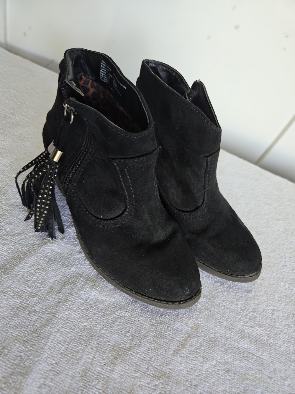 🖤Wonder Nation Girls' Fringe Ankle Boots Kids Size 2🖤
